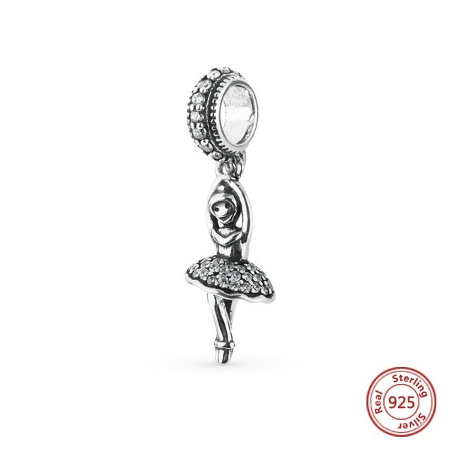SILVER BALLERINA WITH CUBIC ZIRCONIA CRYSTALS ANESIDORA CHARM