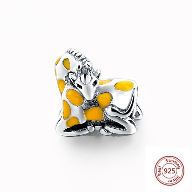 SILVER AND YELLOW GIRAFFE ANESIDORA CHARM
