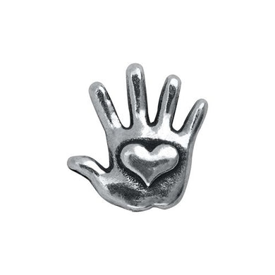 SILVER HEART HAND CHARM