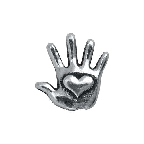 SILVER HEART HAND CHARM