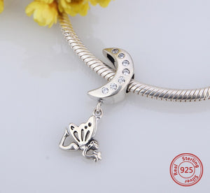 SILVER AND CRYSTAL MOON & FAIRY ANESIDORA CHARM