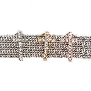 GOLD CROSS SLIDER WITH CRYSTALS